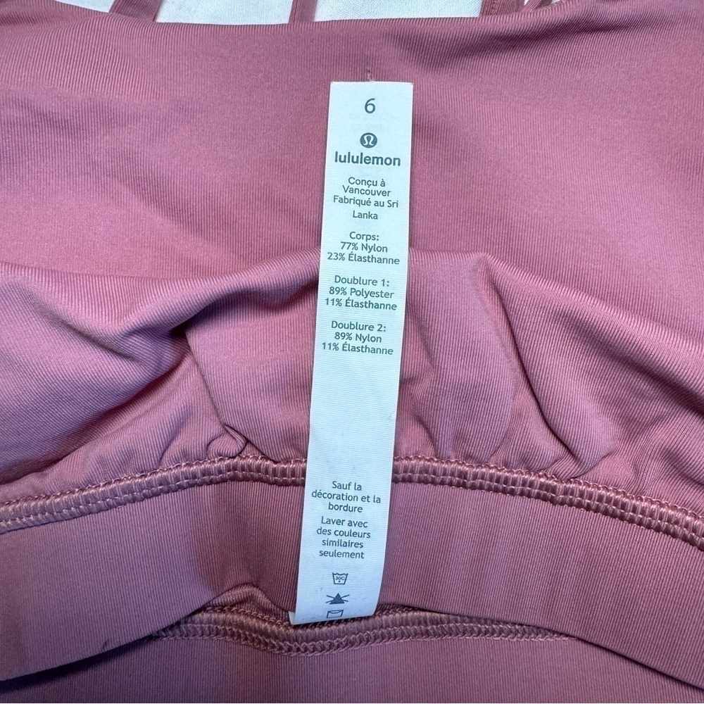 Lululemon Energy Bra Size 6 Spanish Rose Pink Strappy Medium Support - Picture 5 of 5